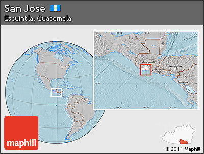 Gray Location Map of San Jose, highlighted parent region, hill shading