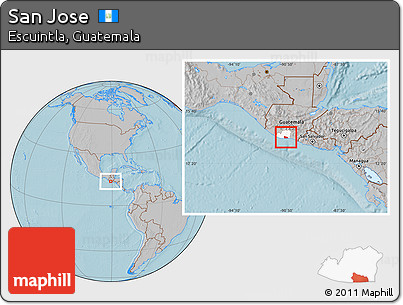 Gray Location Map of San Jose, highlighted parent region, hill shading