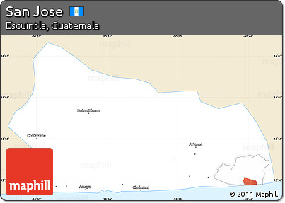 Classic Style Simple Map of San Jose, single color outside