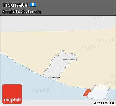 Classic Style 3D Map of Tiquisate, single color outside