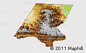 Physical 3D Map of Huehuetenango, cropped outside