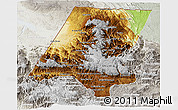 Physical 3D Map of Huehuetenango, lighten, semi-desaturated