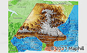 Physical 3D Map of Huehuetenango, political shades outside