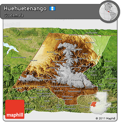 Physical 3D Map of Huehuetenango, satellite outside