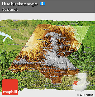 Physical 3D Map of Huehuetenango, satellite outside
