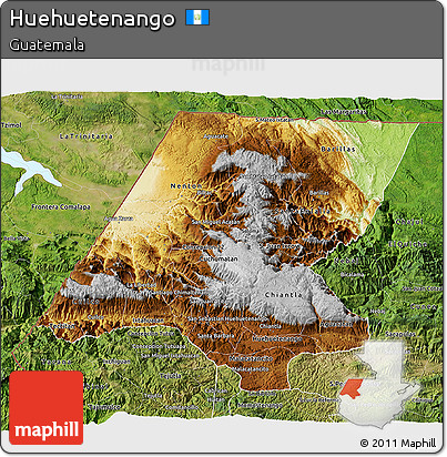 Physical 3D Map of Huehuetenango, satellite outside