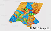 Political 3D Map of Huehuetenango, cropped outside