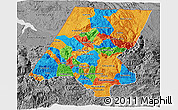 Political 3D Map of Huehuetenango, desaturated