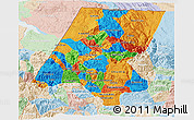 Political 3D Map of Huehuetenango, lighten