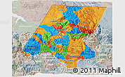 Political 3D Map of Huehuetenango, lighten, semi-desaturated