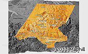 Political Shades 3D Map of Huehuetenango, darken, desaturated