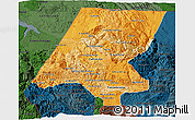 Political Shades 3D Map of Huehuetenango, darken