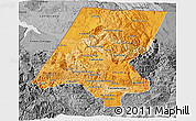 Political Shades 3D Map of Huehuetenango, desaturated