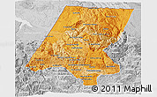 Political Shades 3D Map of Huehuetenango, lighten, desaturated