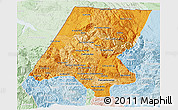 Political Shades 3D Map of Huehuetenango, lighten