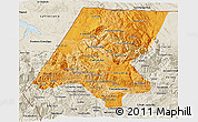 Political Shades 3D Map of Huehuetenango, shaded relief outside