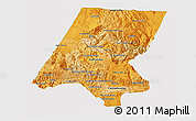 Political Shades 3D Map of Huehuetenango, single color outside