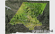 Satellite 3D Map of Huehuetenango, darken, semi-desaturated