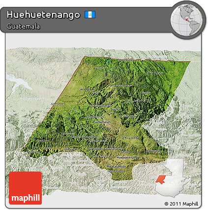 Satellite 3D Map of Huehuetenango, lighten