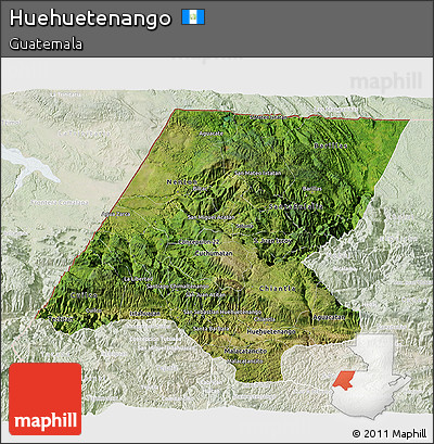 Satellite 3D Map of Huehuetenango, lighten