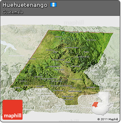 Satellite 3D Map of Huehuetenango, lighten