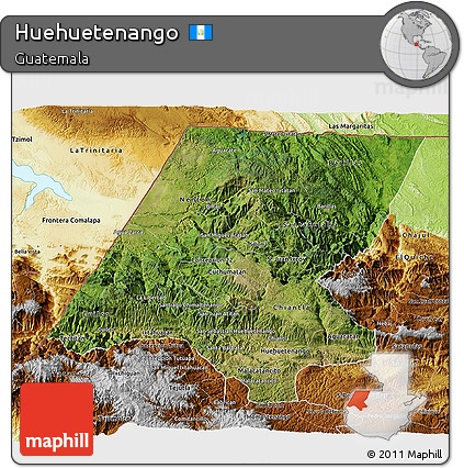 Satellite 3D Map of Huehuetenango, physical outside