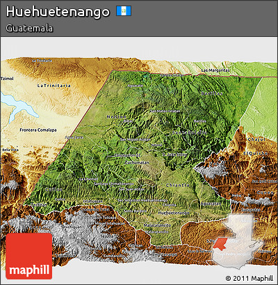 Satellite 3D Map of Huehuetenango, physical outside