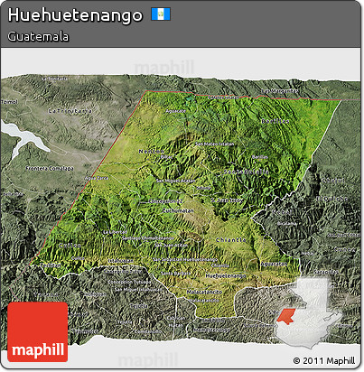 Satellite 3D Map of Huehuetenango, semi-desaturated