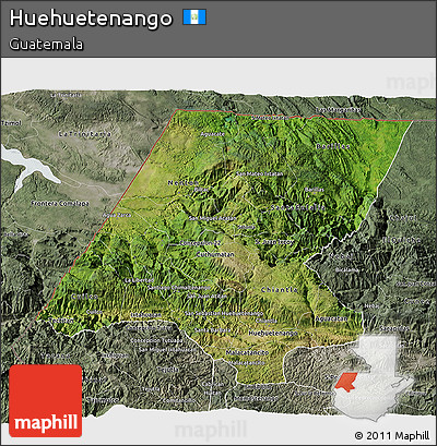 Satellite 3D Map of Huehuetenango, semi-desaturated