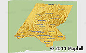 Savanna Style 3D Map of Huehuetenango, single color outside