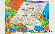 Shaded Relief 3D Map of Huehuetenango, political outside