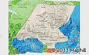 Shaded Relief 3D Map of Huehuetenango, political shades outside