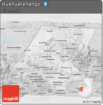 Silver Style 3D Map of Huehuetenango