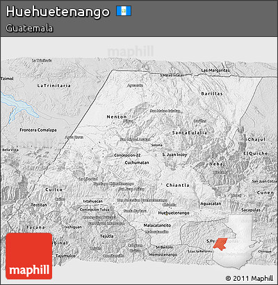 Silver Style 3D Map of Huehuetenango
