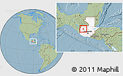 Savanna Style Location Map of Chiantla, highlighted country, within the entire country, hill shading