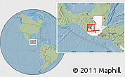 Savanna Style Location Map of Chiantla, highlighted country, highlighted parent region, hill shading