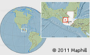 Savanna Style Location Map of Chiantla, highlighted country, hill shading