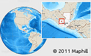 Shaded Relief Location Map of Chiantla, highlighted country, within the entire country