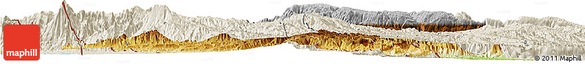 Physical Horizon Map of Huehuetenango, shaded relief outside