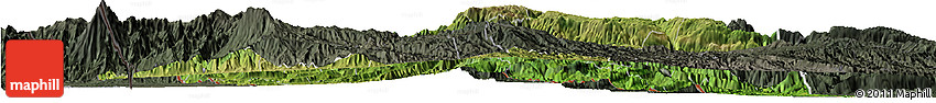 Satellite Horizon Map of Huehuetenango, darken, semi-desaturated