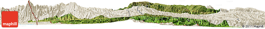 Satellite Horizon Map of Huehuetenango, shaded relief outside