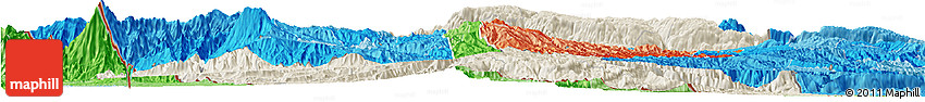 Shaded Relief Horizon Map of Huehuetenango, political shades outside