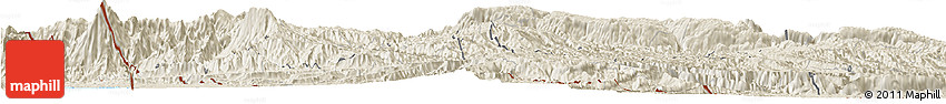 Shaded Relief Horizon Map of Huehuetenango