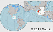 Gray Location Map of Huehuetenango, highlighted country, hill shading