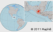 Gray Location Map of Huehuetenango, hill shading