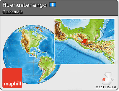 Physical Location Map of Huehuetenango