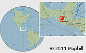 Savanna Style Location Map of Huehuetenango, hill shading