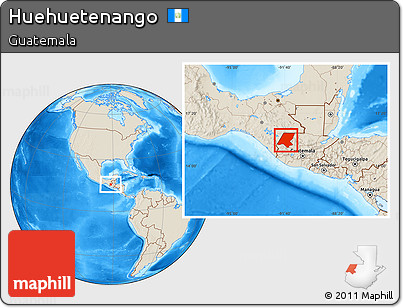 Shaded Relief Location Map of Huehuetenango