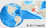 Shaded Relief Location Map of Huehuetenango, highlighted country