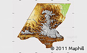 Physical Map of Huehuetenango, cropped outside